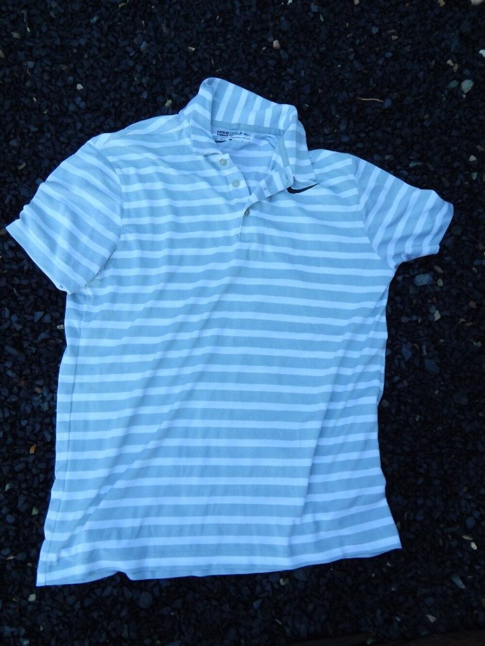 Nike Golf Mens Polo Shirt Striped Size Medium Dri Fit